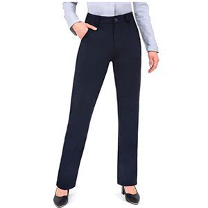 Bamans Work Pants for Women Yoga Dress Pants Straight Leg Stretch Work Pant with
